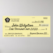 Giant faux Presentation check-bonusprijs voor lief Poster (Voorkant)