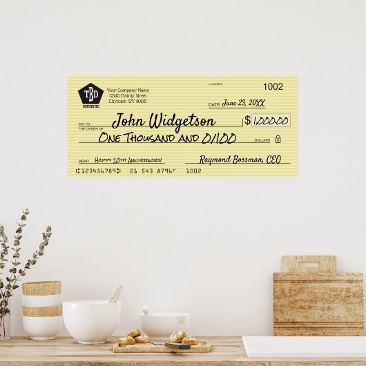 Giant faux Presentation check-bonusprijs voor lief Poster (Keuken)