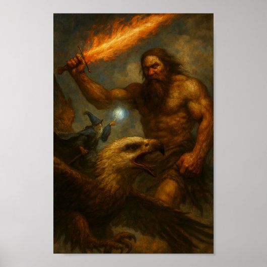 Giant fighting a Wizard Poster (Voorkant)