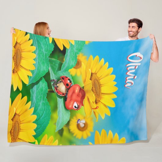 Giant Fleece blanket (80 x 60 inch) Ladybug Sunflo (In situ)