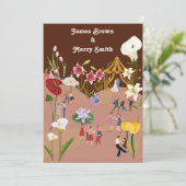 Giant Flowers Dancing Celebration Wedding Kaart (Staand voorkant)