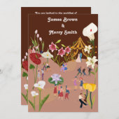 Giant Flowers Dancing Celebration Wedding Kaart (Voorkant / Achterkant)