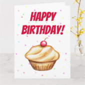 Giant Funny Cupcake Happy Birthday Kaart (Gele Bloem)