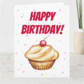 Giant Funny Cupcake Happy Birthday Kaart (Voorkant)
