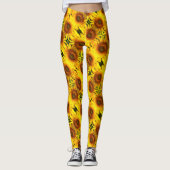 Giant geel zonnebloempatroon leggings (Voorkant)