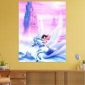 Giant gerekt canvas princess Unicorn Afdruk (Insitu (Woonkamer))
