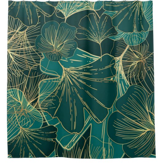 Giant Gold en groene bladeren Douchegordijn (Voorkant)