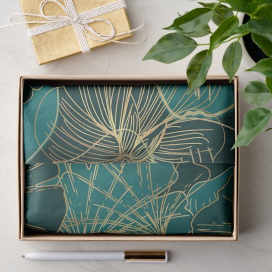 Giant Gold en groene bladeren Tissuepapier (Geschenk)