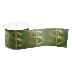 Giant Golden Dollar Sign Satijnen Lint