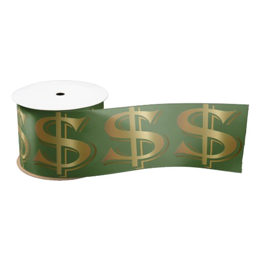 Giant Golden Dollar Sign Satijnen Lint (Spoel)