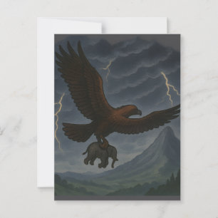 Giant Golden Eagle met olifant Fantasy Art Briefkaart