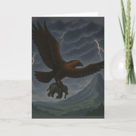 Giant Golden Eagle met olifant Fantasy Art Kaart