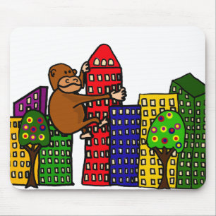 Giant Gorilla Hugging Tall Building Muismat