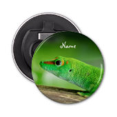 Giant Green Day Gecko - Phelsuma grandis Button Flesopener (Voorkant)