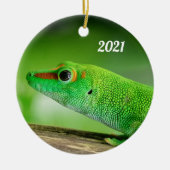 Giant Green Day Gecko - Phelsuma grandis Metal Orn Keramisch Ornament (Voorkant)