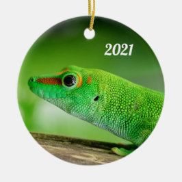 Giant Green Day Gecko - Phelsuma grandis Metal Orn Keramisch Ornament
