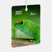 Giant Green Day Gecko - Phelsuma grandis Metalen Ornament (Voorkant Rechts)