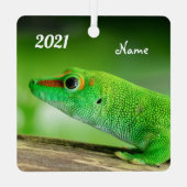 Giant Green Day Gecko - Phelsuma grandis Metalen Ornament (Achterkant)