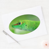 Giant Green Day Gecko - Phelsuma grandis Ovale Sticker (Envelop)