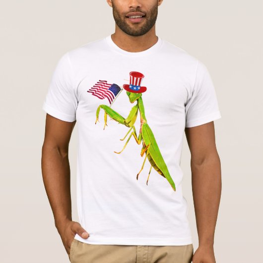 Giant Green Praying Mantis Patriotic T-shirt (Voorkant)