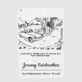 Giant Hedégel en Sports Car Funny Cartoon Golfhanddoek (Voorkant)