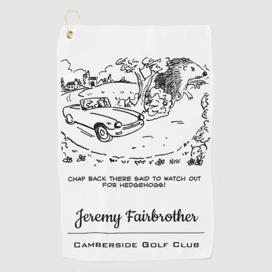 Giant Hedégel en Sports Car Funny Cartoon Golfhanddoek (Voorkant)