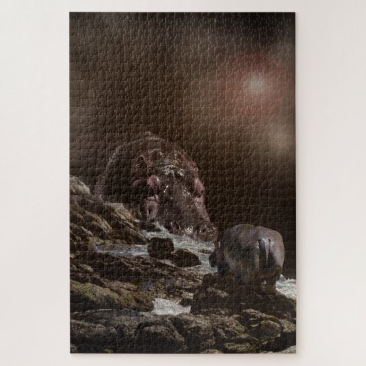Giant Hippo Finds Love Legpuzzel (Verticaal)
