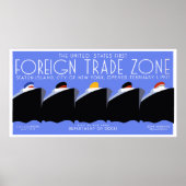 Giant Horizontale banner Art Deco New York Harbour Poster (Voorkant)