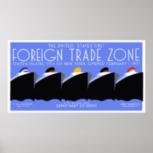 Giant Horizontale banner Art Deco New York Harbour Poster