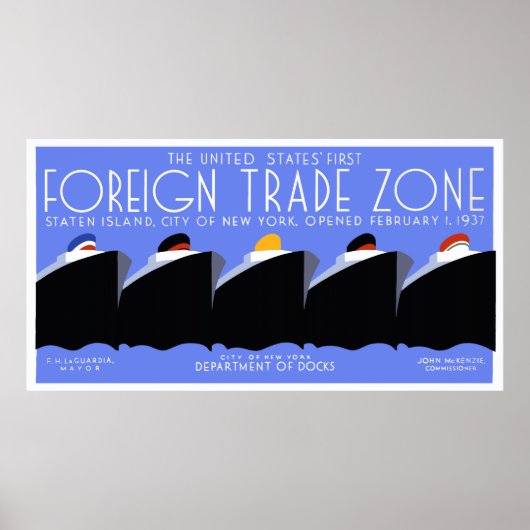 Giant Horizontale banner Art Deco New York Harbour Poster (Voorkant)