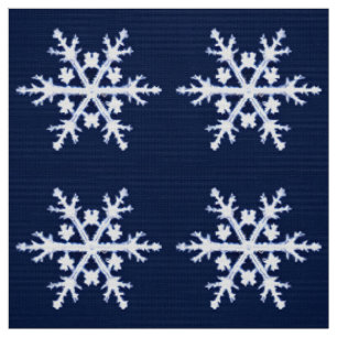 Giant Ice Crystal Sneeuwvlokken op Dark Indigo Blu Stof