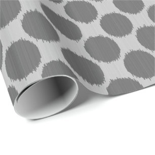 Giant Ikat-Stippen, licht en donkergrijs / grijs Cadeaupapier