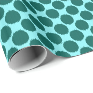 Giant Ikat-Stippen, turquoise en light aqua Cadeaupapier
