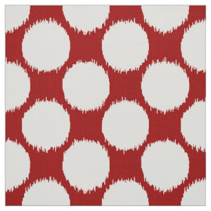 Giant Ikat-Stippen, witte stippen op diep rood Stof