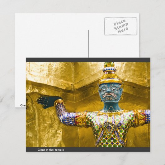 Giant in de Thaise tempel Briefkaart (Voorkant / Achterkant)