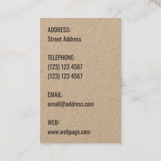 Giant initiaal bold cover standout visitekaartje (Achterkant)