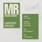 Giant initiaal vetbedekking in opstand-out olijfgr visitekaartje (Voorkant / Achterkant)