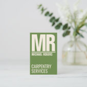 Giant initiaal vetbedekking in opstand-out olijfgr visitekaartje (Staand voorkant)