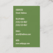 Giant initiaal vetbedekking in opstand-out olijfgr visitekaartje (Achterkant)