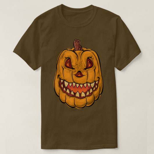 Giant Jack O' Lantern Angry Pumpkin Face T-shirt (Design voorkant)