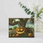 Giant Jack-O' Lantern Mangled Tree Halloween Feestdagenkaart (Staand voorkant)