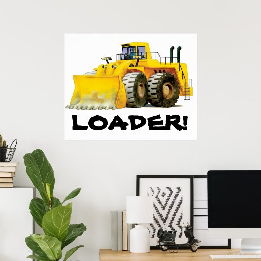 Giant Kinder Gellow Construction Truck Poster (Thuiskantoor)