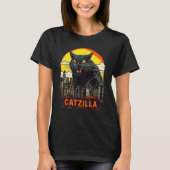 Giant kitty kat catzilla in een stad catzilla t-shirt (Voorkant)