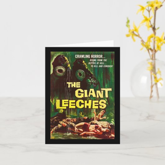 Giant Leeches Clic Halloween Monster Poster Horror Kaart (Gele Bloem)