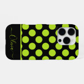 Giant Lime Green Polka Dots on Black iPhone Case Hoesje (Achterkant horizontaal)
