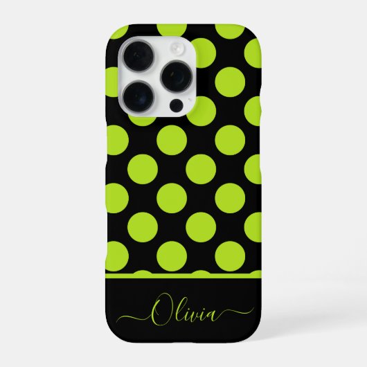 Giant Lime Green Polka Dots on Black iPhone Case iPhone Hoesje (Achterkant)