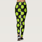 Giant Lime Green Polkadots on Black Leggings (Achterkant)