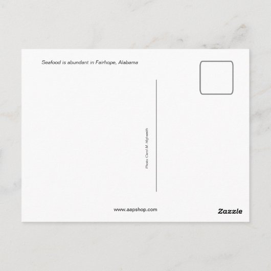 Giant lobster, zeevruchten, Fairhope Alabama Briefkaart (Achterkant)