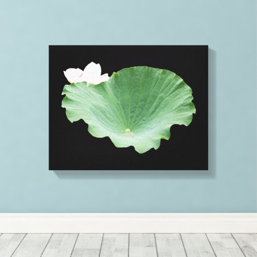 Giant Lotus Leaf met Bloom Canvas Afdruk (Insitu (Houten vloer))