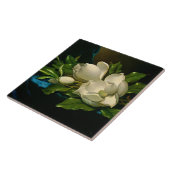 Giant Magnolia op een blauwe vlinderdoek Tegeltje (Zijkant)